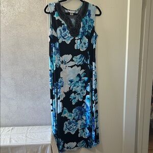 Allison Daley Black and Blue Floral Maxi Dress